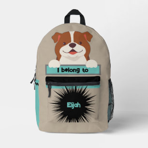 Brauner und Weißer Hund Rucksack personalisiert Ba