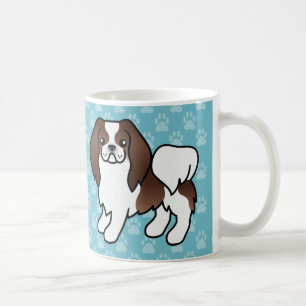 Brauner und weißer japanischer Chin-Cartoon-Hund Kaffeetasse