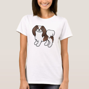 Brauner und weißer japanischer Chin-Cartoon-Hund T-Shirt