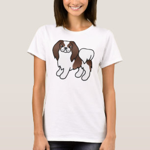 Brauner und weißer japanischer Chin-Cartoon-Hund T-Shirt