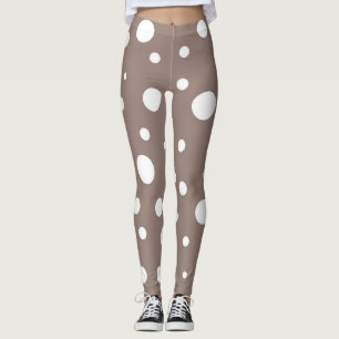 Brauner und weißer Polka-Dot Leggings