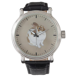 Brauner und weißer Rasen Armbanduhr