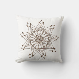 Brauner und weißer Scharm Mandala Kissen