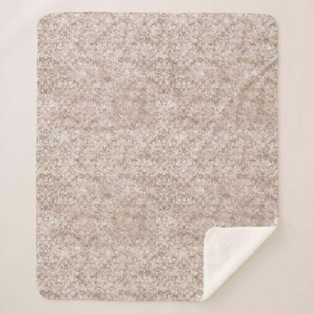 Brauner Verzierter Swirl Blühe AntiquitätenVintag Sherpadecke (Vorderseite)