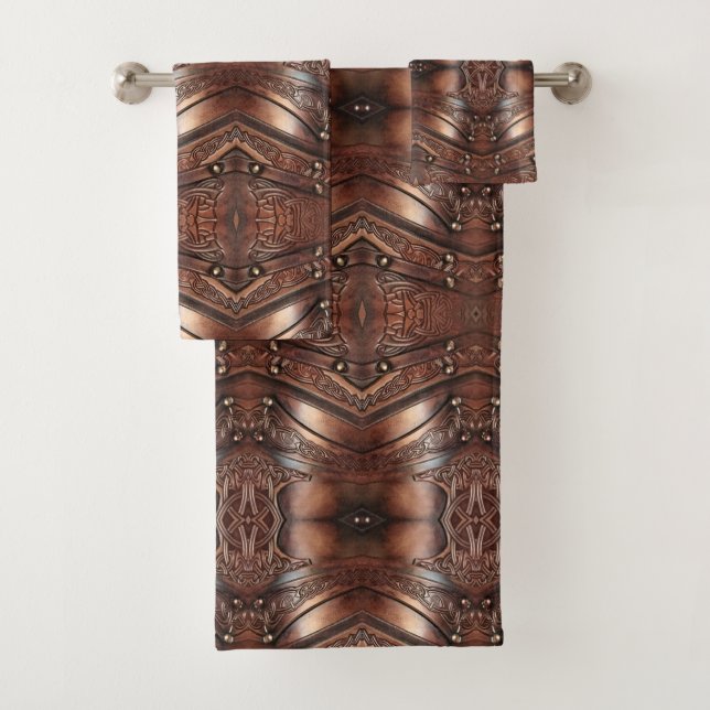 Brauner Viking Armleder Badhandtuch Set (Insitu)