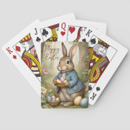 Brauner Vintage-Osterhase mit Eiern  Spielkarten