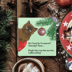 Brauner Weihnachtsbaumschmuck-Kater Glasuntersetzer