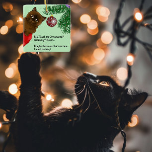 Brauner Weihnachtsbaumschmuck-Kater Keramikornament