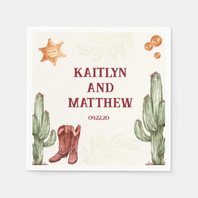 Brauner Western Schöne rustikale Hochzeit Serviette (Vorderseite)