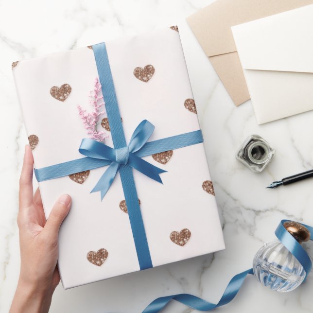 Brauner Zucker Glitter Herzen Liebe Valentinstag Geschenkpapier (Schenken)