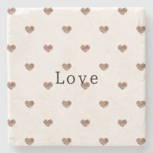 Brauner Zucker Glitter Herzen Liebe Valentinstag Steinuntersetzer