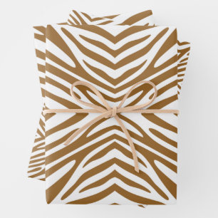 Brauner Zucker Neutral Zebra Geschenkpapier Set