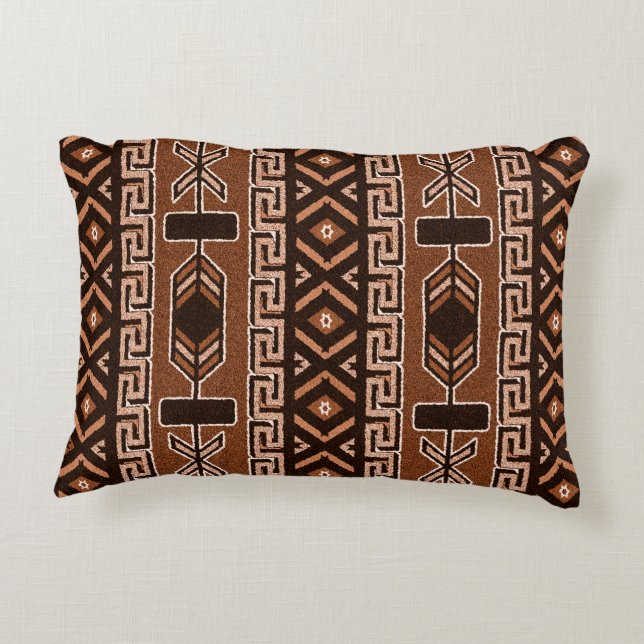 braunes Azteken-Muster Südwestdesign Zierkissen (Rückseite)