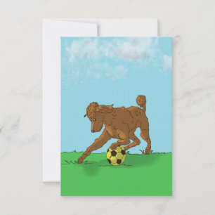 Braunes Becken mit Fußball-Ball-Karte Dankeskarte