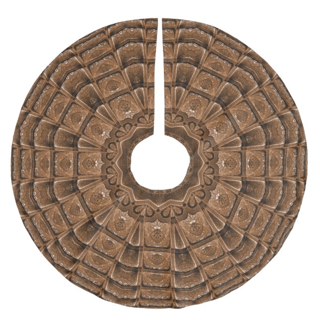 Braunes Beige dekoratives Baumrock Polyester Weihnachtsbaumdecke (Vorderseite)
