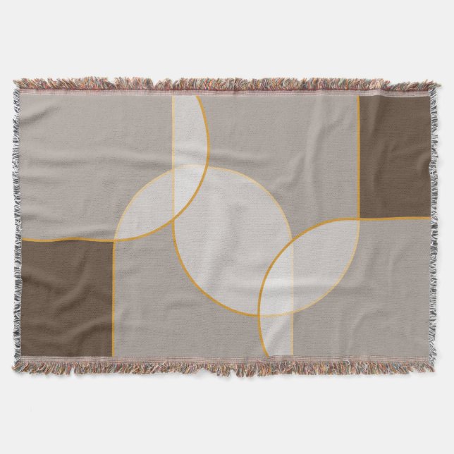 Braunes, Beige, Tan & Gold Abstraktes Armsmuster Decke (Vorderseite)