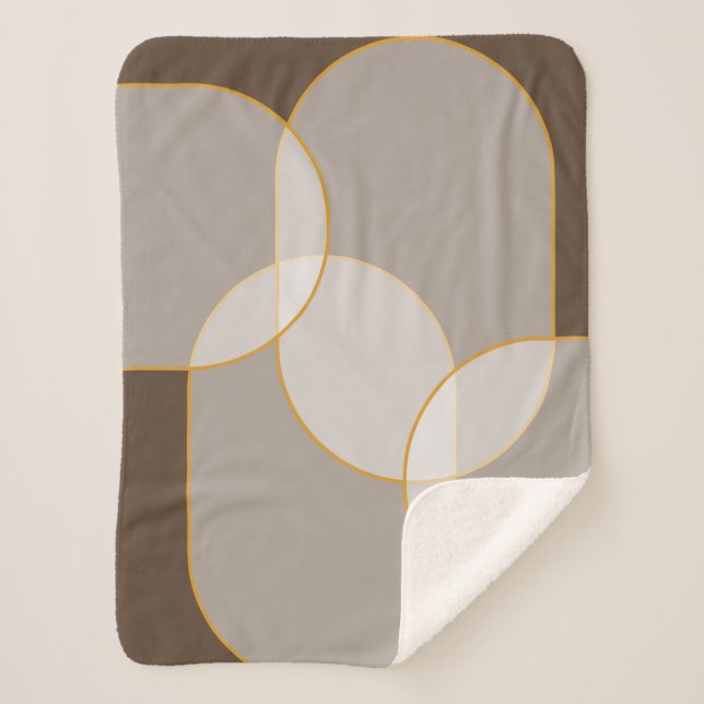 Braunes, Beige, Tan & Gold Abstraktes Armsmuster Sherpadecke (Vorderseite)