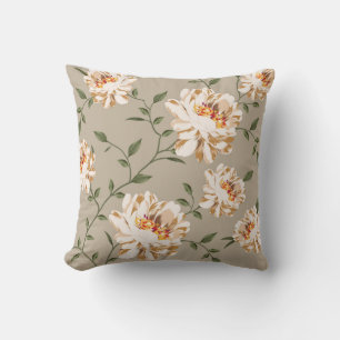 Braunes Blumenmuster auf blauem Hintergrund Kissen