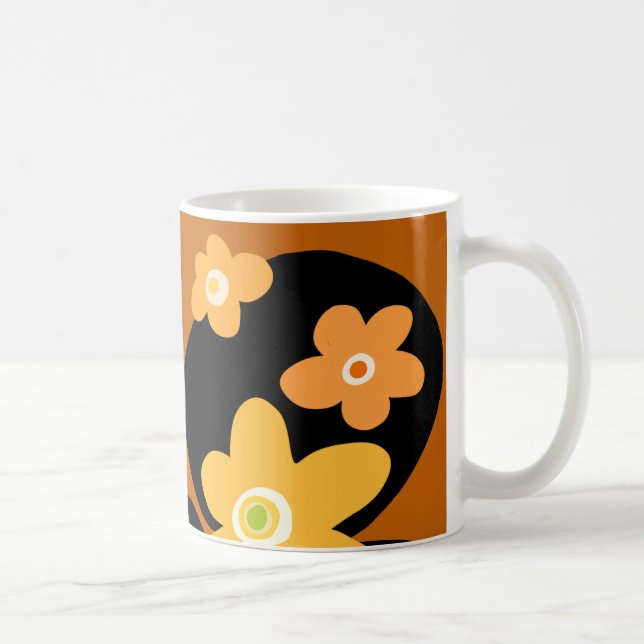 Braunes Blumenmuster Kaffeetasse (Rechts)