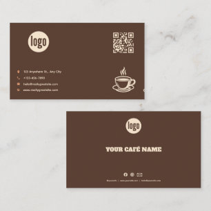 Braunes Café-Logo QR-Code Visitenkarte