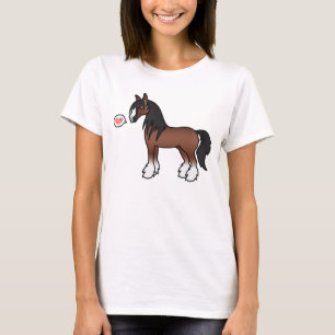 Braunes Cartoon Gypsy Vanner Shire Clydesdale Lieb T-Shirt