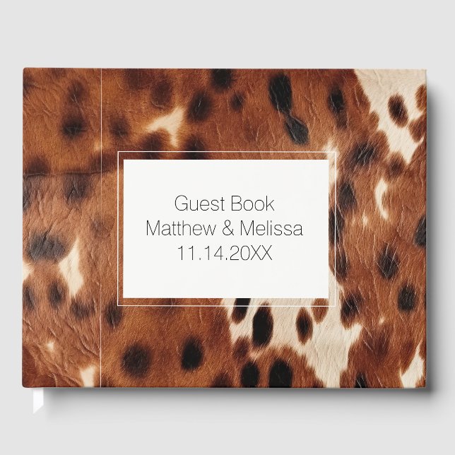 Braunes Cream Cowhide Gästebuch (Vorderseite)