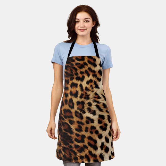 Braunes Creme-Leopard-Tier  Schürze (Getragen)