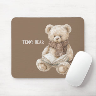 Braunes Creme Teddybär Buch Mousepad