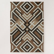 Braunes Diamantlabyrinth | Moderne geometrische Pu