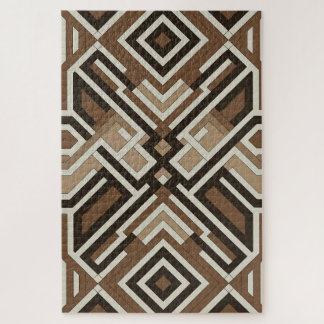 Braunes Diamantlabyrinth | Moderne geometrische Pu