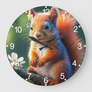 Braunes Eichhörnchen auf dem Zweig-56765 Große Wanduhr