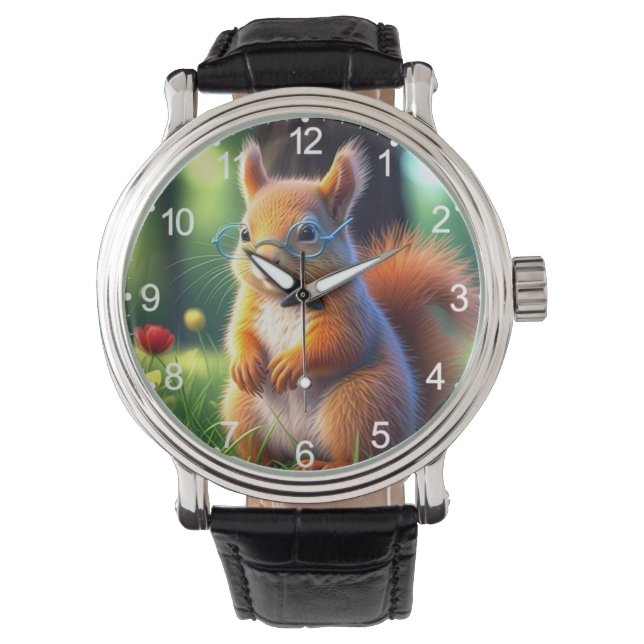 Braunes Eichhörnchen auf Gras-435435 Armbanduhr (Vorderseite)