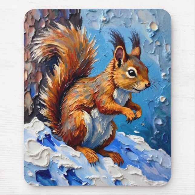 Braunes Eichhörnchen im Schnee Mousepad (Vorne)