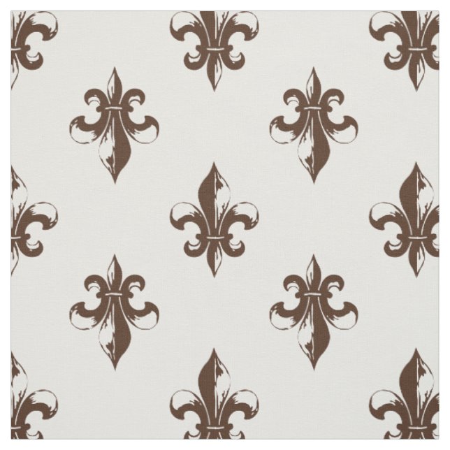 Braunes Fleur-de-Lis-Muster Stoff (Muster)
