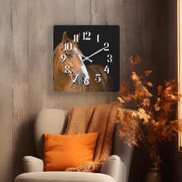 Braunes Foto aus dem Weißen Viertel Quadratische Wanduhr