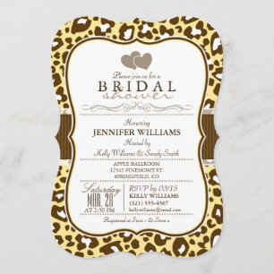 Braunes, gelbes Leopard-Brautparty Einladung