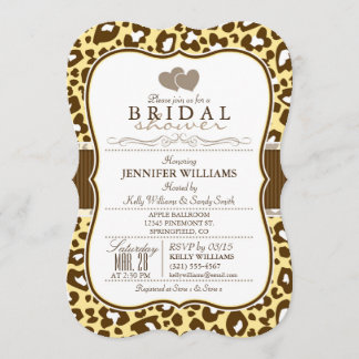 Braunes, gelbes Leopard-Brautparty Einladung