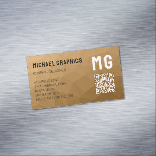 Braunes geometrisches Maschenmuster QR-Code Magnetische Visitenkarte