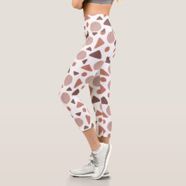 braunes geometrisches Muster Capri Leggings