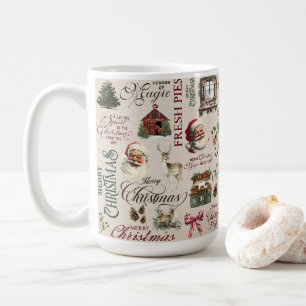 Braunes Geschenkpapier mit Santa und Rentieren Kaffeetasse