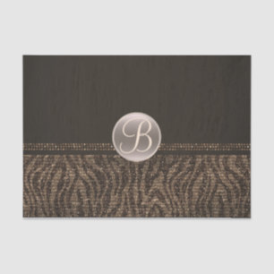 Braunes Gold Zebra Glanz Glam Monogramm Anfangsbuc Seidenpapier