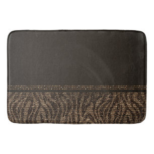 Braunes Gold Zebra Wildtier Druck Exotischer Glamo Badematte