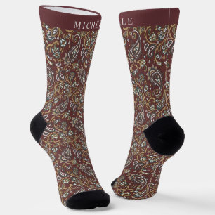 Braunes Grau-Weißes Paisley-Muster Socken