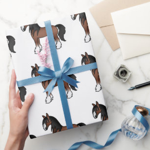 Braunes Gypsy Vanner Clydesdale Shire Horse Muster Geschenkpapier