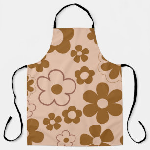 Braunes Herbst-Retro-Y2K-Hippie-Blumenmuster Schürze