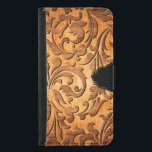 Braunes Holz Elegantes gehobenes Blumendesign Geldbeutel Hülle Für Das Samsung Galaxy S5<br><div class="desc">Cooles Bild von braunem Holz geschwungenen eleganten Blumendesign mit optionalem schwarzen Akzent.</div>