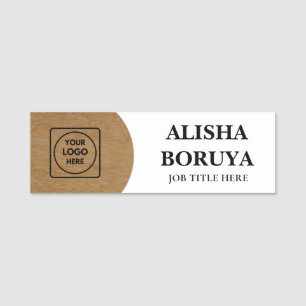 Braunes Holz-Logo-Name-Titel-Abzeichen Namensschil Namensschild