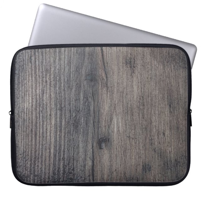 Braunes Holzbrett Laptopschutzhülle (Vorderseite)