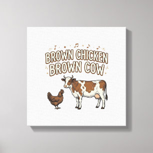 Braunes Huhn Braune Kuh Lustiges Bauernhof-Shirt-D Leinwanddruck