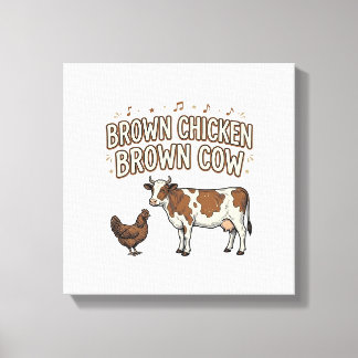 Braunes Huhn Braune Kuh Lustiges Bauernhof-Shirt-D Leinwanddruck